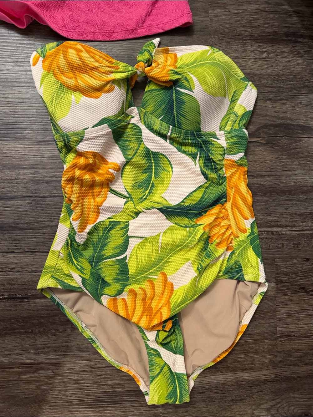 Kids Tropical Floral One-Piece Swimsuit - Green & Yellow